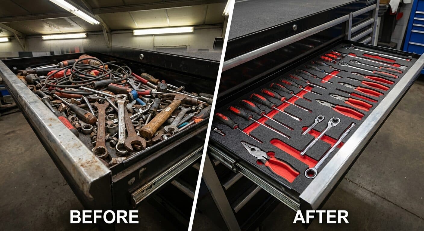 Before and after comparison of tool organization